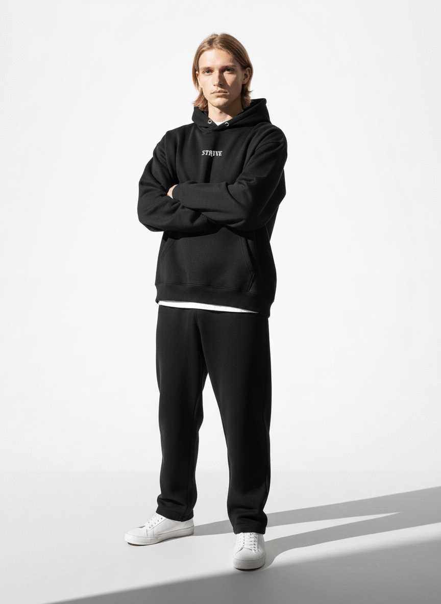 Full body view of the model wearing Strive - Hard as F*ck - Džemperis