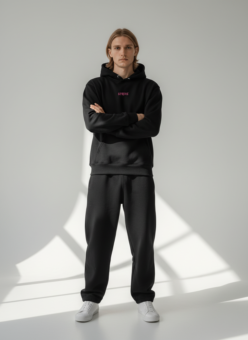 Full body view of the model wearing Strive - Hard as F*ck - Džemperis