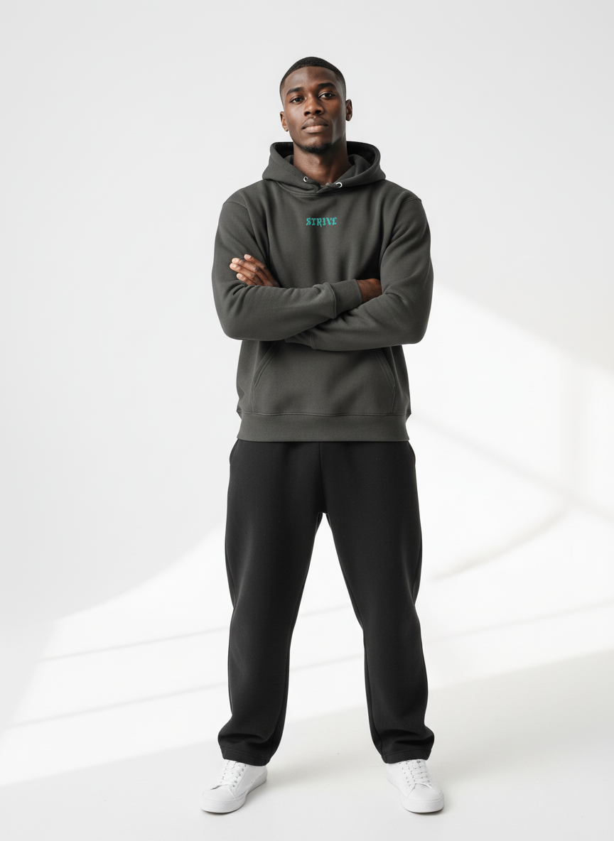 Full body view of the model wearing Strive - Hard as F*ck - Džemperis