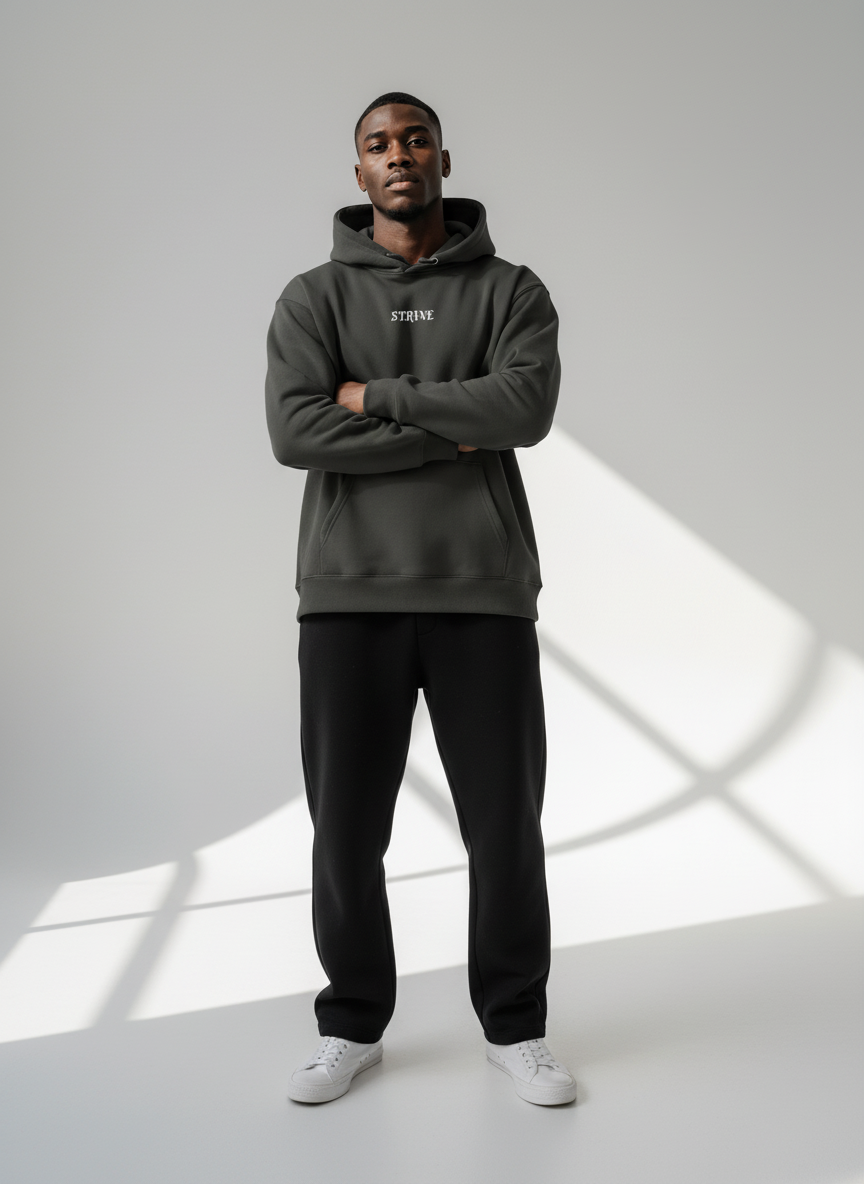 Full body view of the model wearing Strive - Hard as F*ck - Džemperis