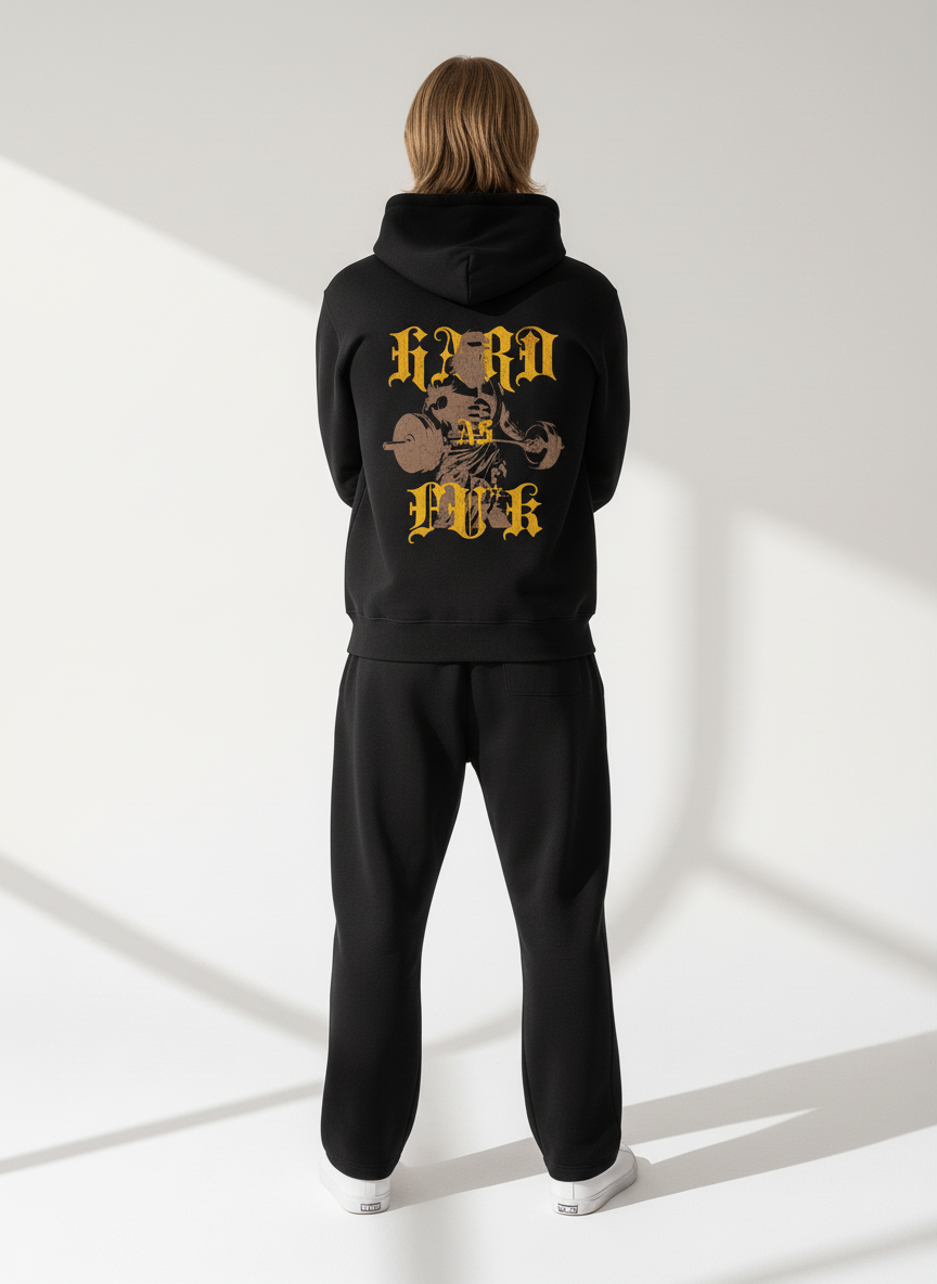 Back pose of the model wearing Strive - Hard as F*ck - Džemperis