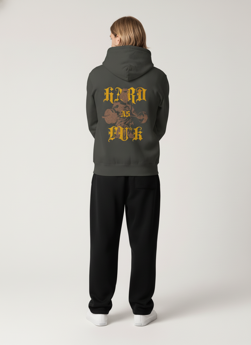 Back pose of the model wearing Strive - Hard as F*ck - Džemperis